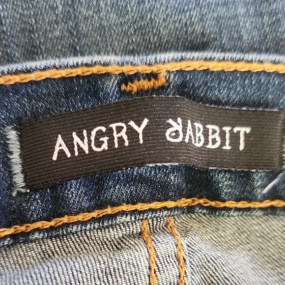 Angry Rabbit Distressed Flare Jeans – Size 29/9, Stretch Denim, High Rise Boho - Picture 7 of 8